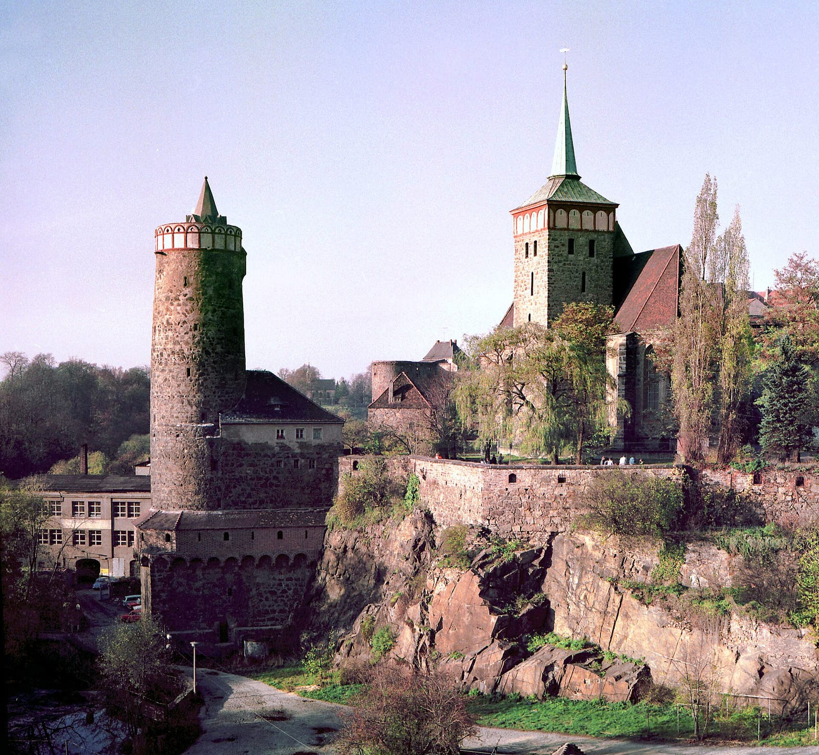 The towers of Bautzen above the Spree river
