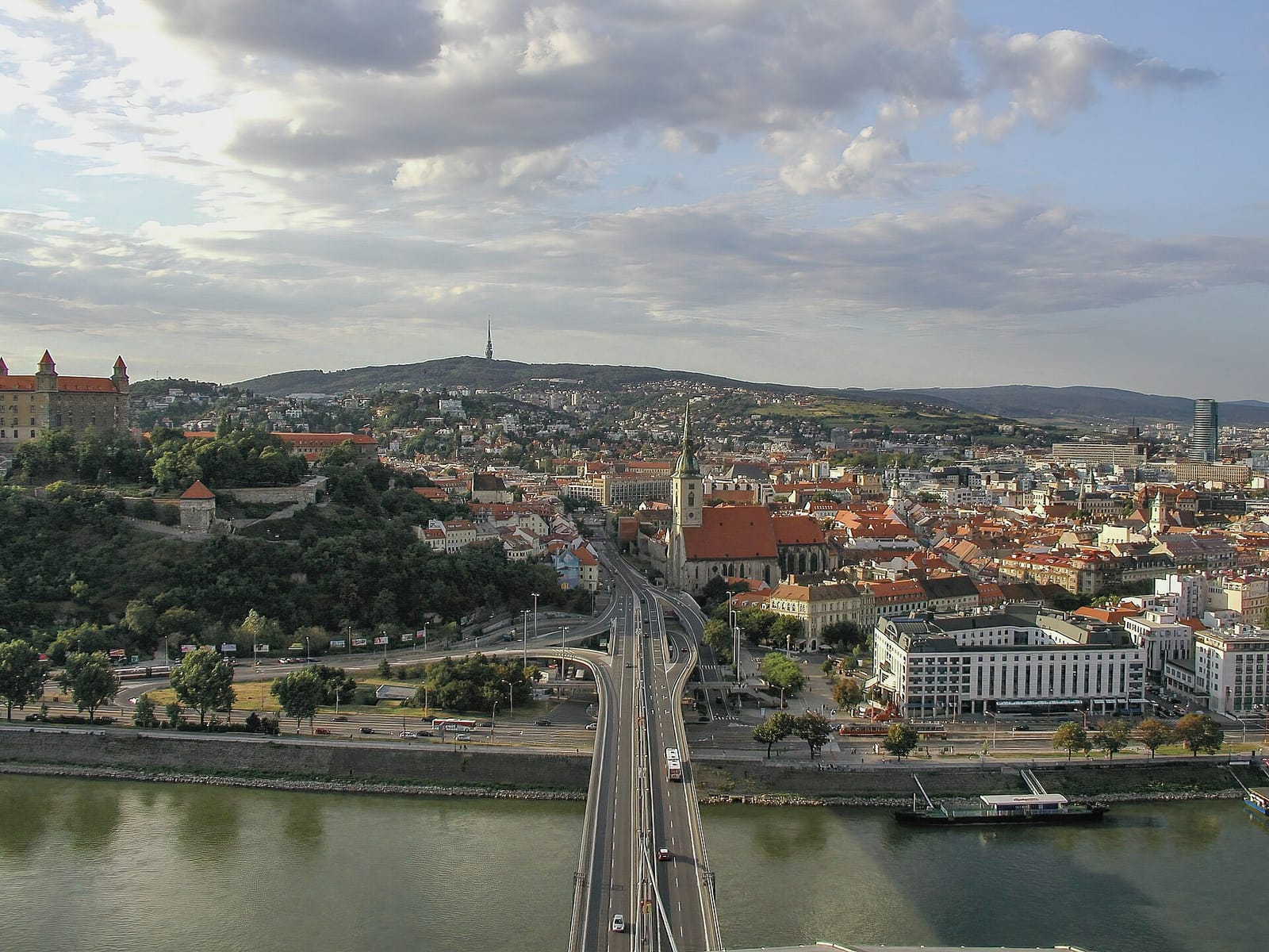 Bratislava castle above the Danube and the old town