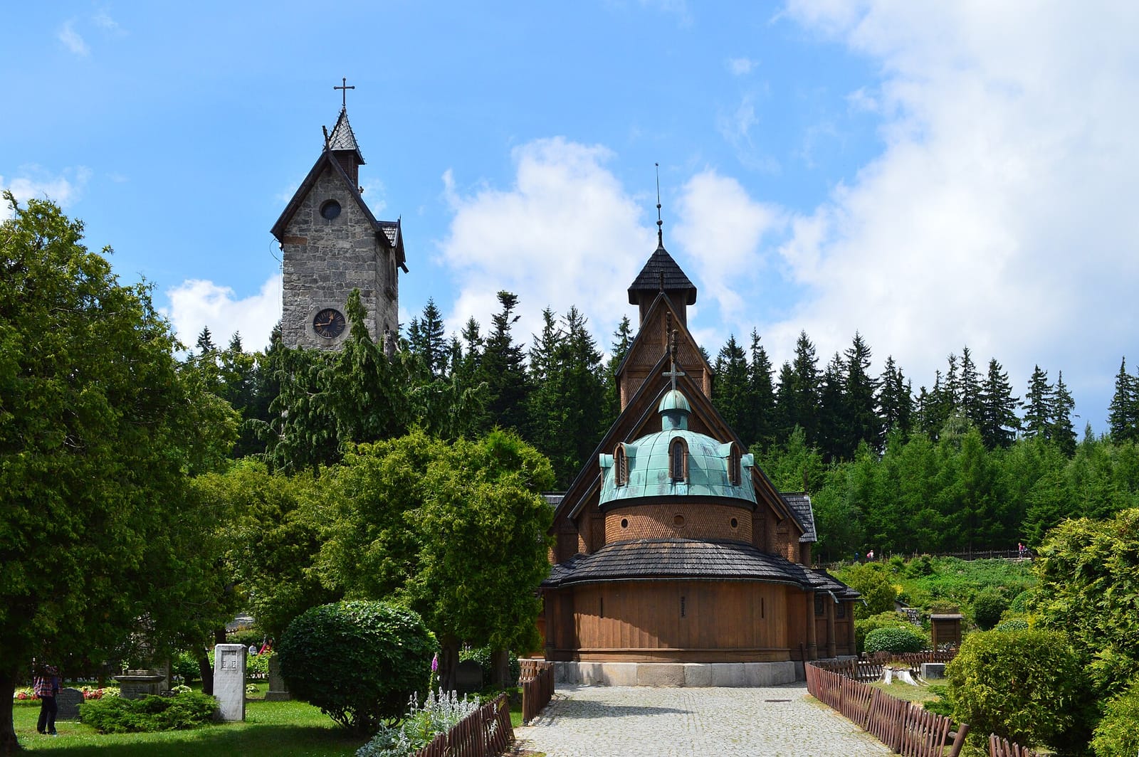 The Wang wooden stave church at Karpacz below the Karkonosze ridge