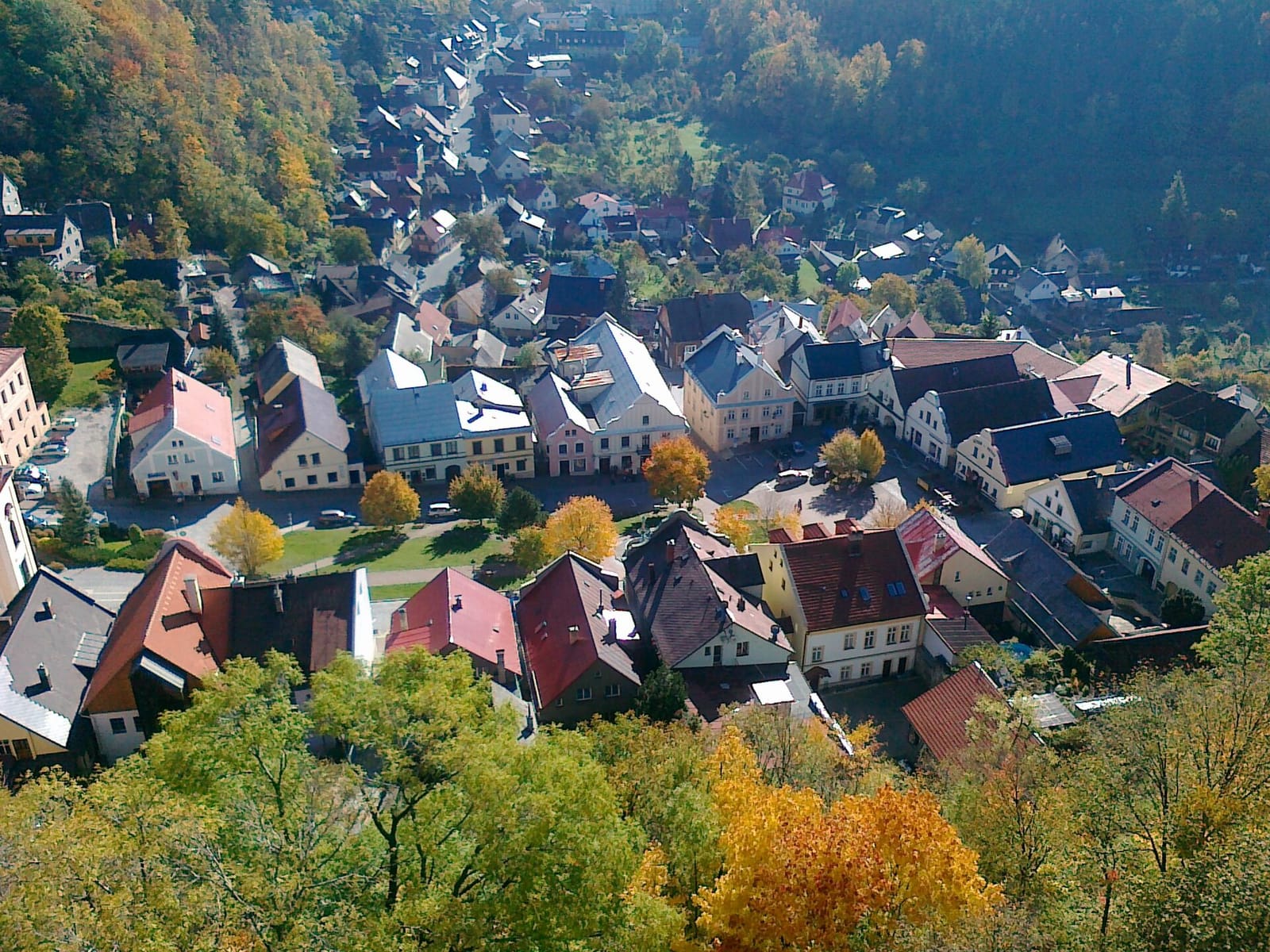 Trúba tower above the wooden houses of Štramberk