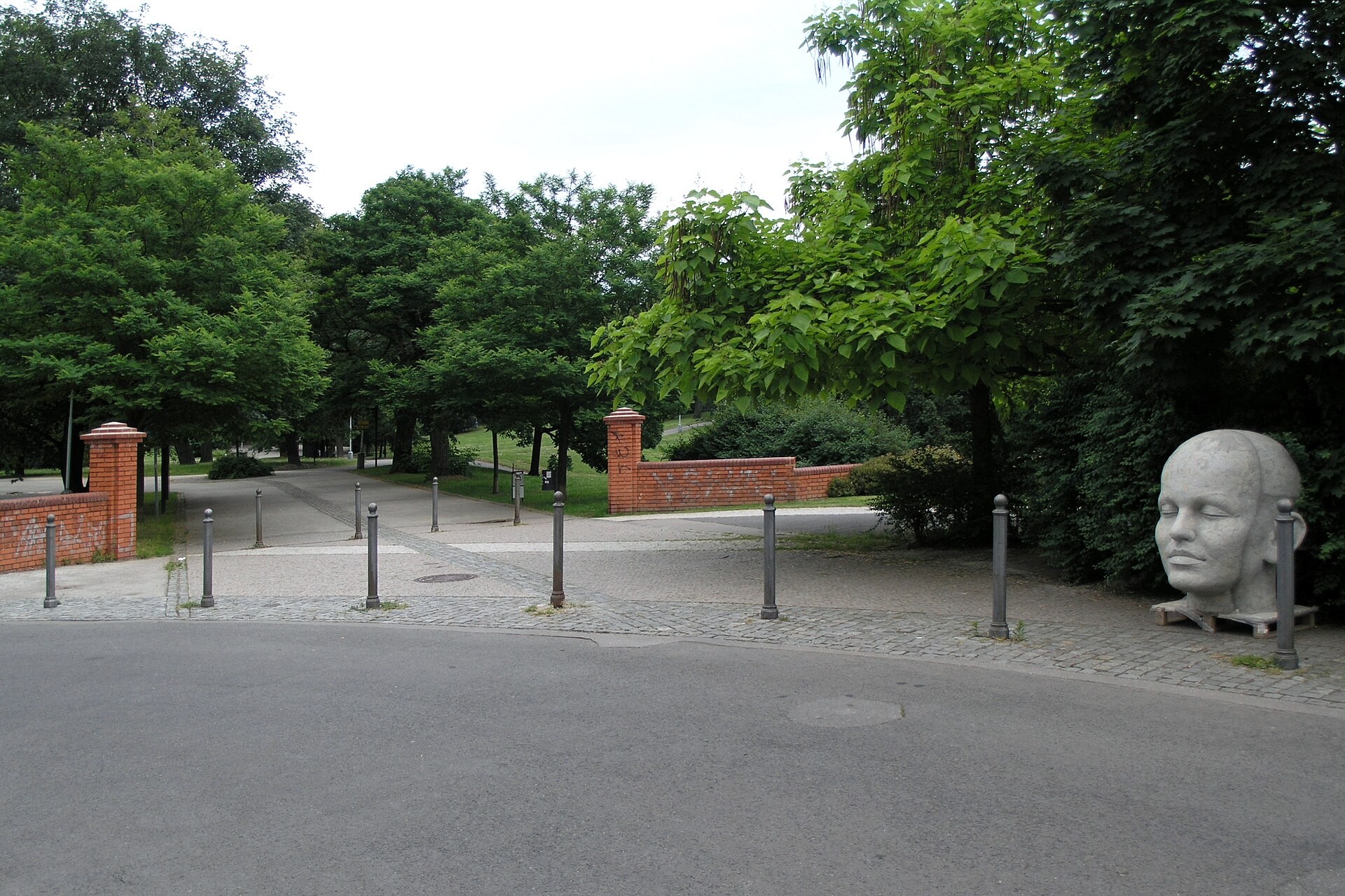Tree-lined path in Letná Park, Prague